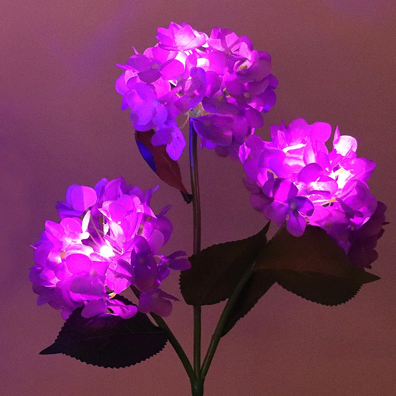 

Outdoor Solar Lawn Lamp 3 Heads Hydrangea Flower Garden Summer Landscape Lighting Wedding Party Holiday Decor Ground Light