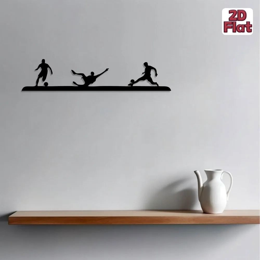 CIFBUY Iron Wall Art Soccer Trophy Sculpture Rustproof Waterproof Modern Flat Sports Fan Home Room Hanging Decoration