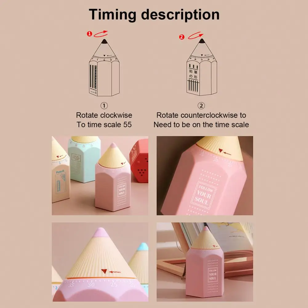 Kitchen Timer Creative Shape Precise Timing Plastic Pencil-shaped Alarm Timer Desktop Ornament for Home