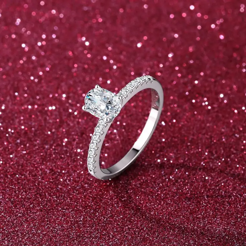 Confession Love Token Single Row Oval Ring 1 Carat For Women, Moissanite PT950 Platinum Romantic Commemorative Ring