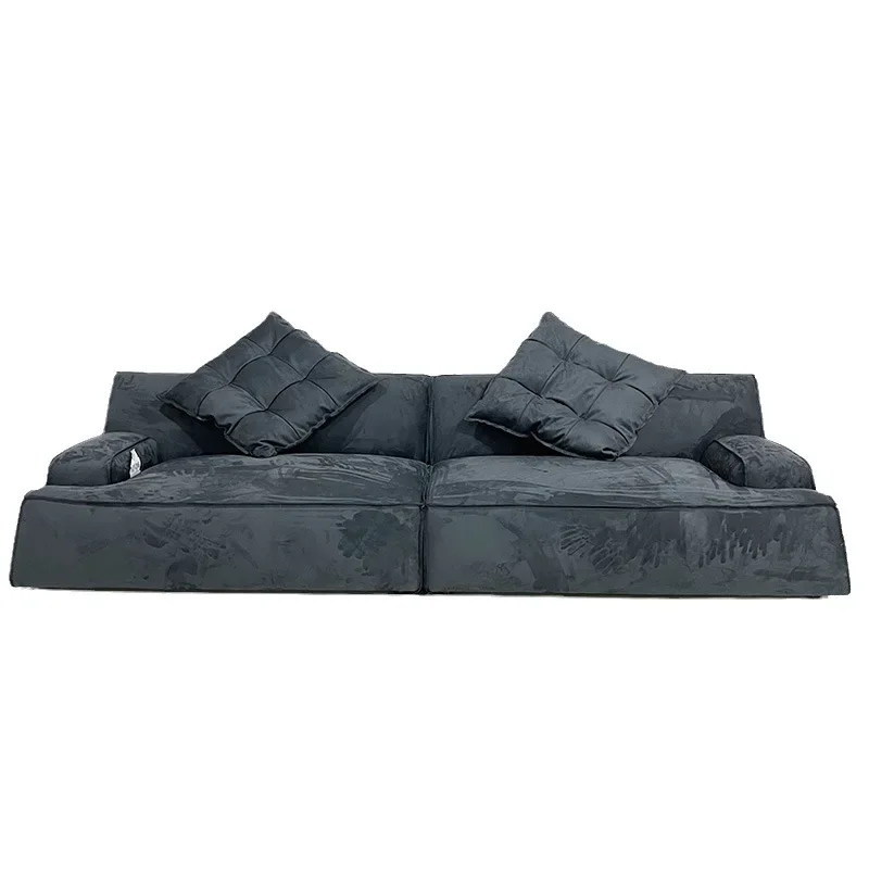 

Italian minimalist leather straight row fabric sofa