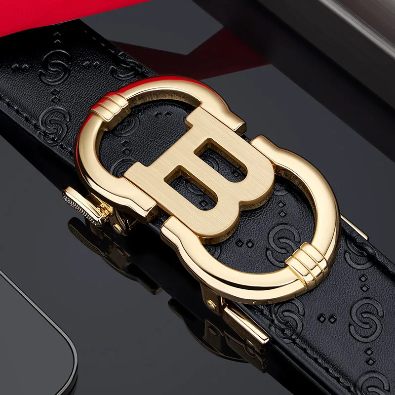 VANNANBA Designer Belts Men High Quality Leather Fashionable Luxury Ratchet Belts with letter “B”