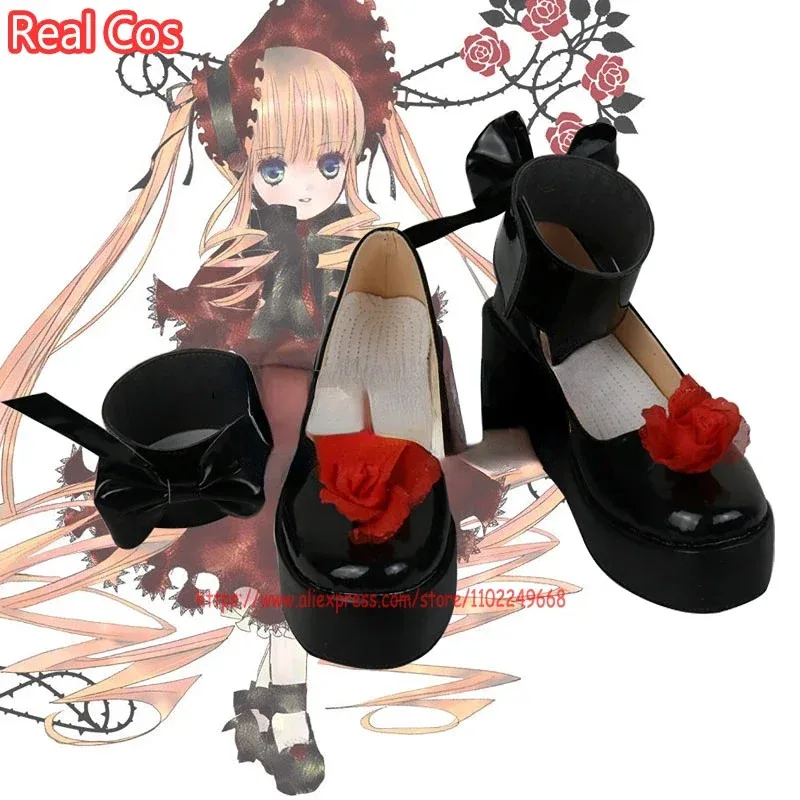 

RealCos Rozen Maiden Shin Ku Reiner Rubin Black Lolita Shoes Muffin Bottom Shoes Thick Bottom Shoes Halloween Cosplay Costume