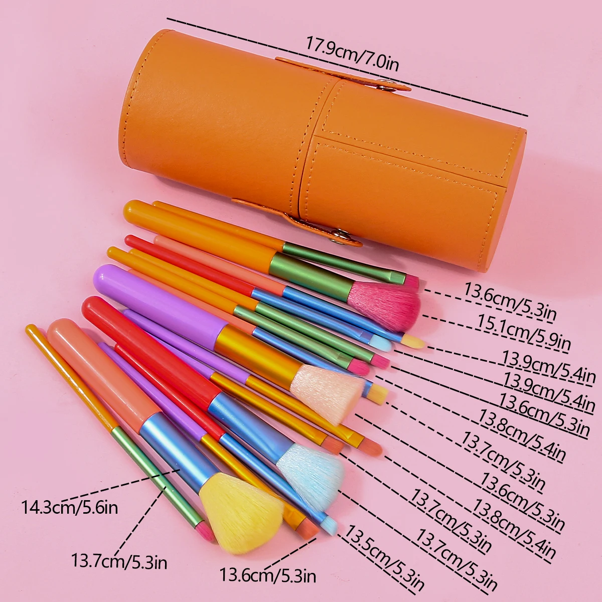 15PCS/Set Orange Holiday makeup brush Set Loose Powder Eye Shadow Concealer Highlight Brush Super Soft Beauty Tools With bucket