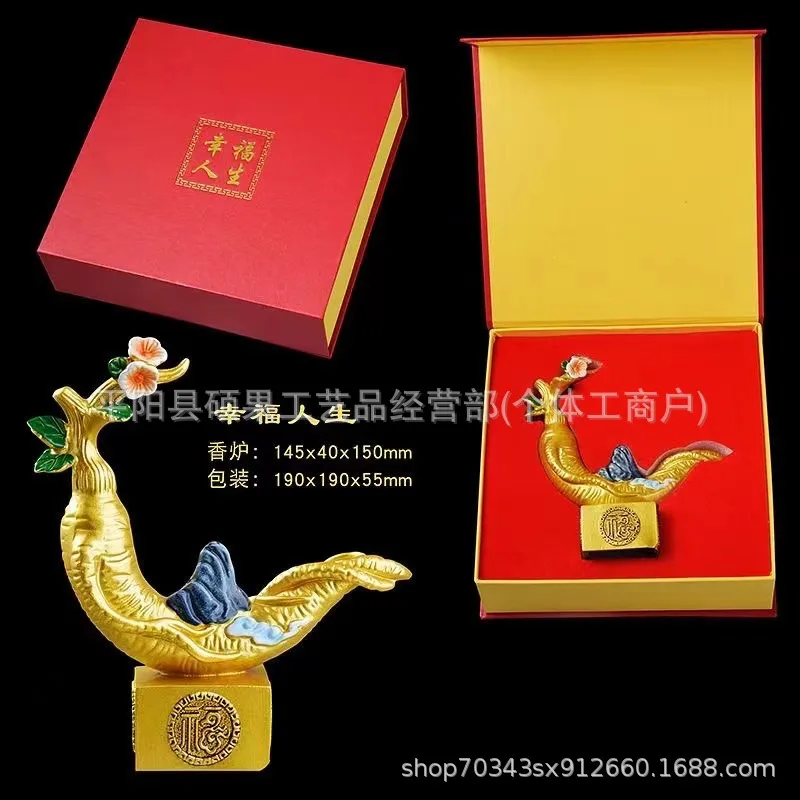

Happy Life Copper Ornament Housewarming Opening Home Desktop Decoration Ginseng Plaything Business Gift