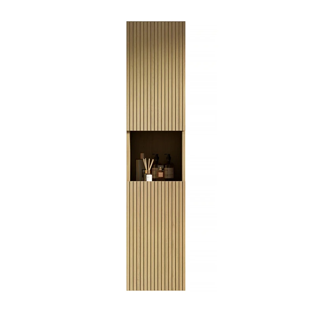 160 cm hoher Badezimmer-Wandschrank, geeignet für kleine Räume, anwendbar auf Badezimmer, Wohnzimmer und Wäsche, Sägen aus weißem Eichenholz – Detail 6