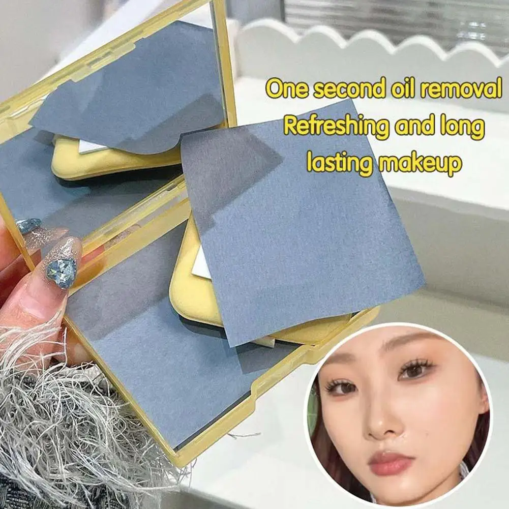 Folhas de absorvente de óleo genéricas para rosto, filme portátil de controle de óleo feminino com espelho e base de sopro maquiagem rosto absorvente de óleo ela m3g6