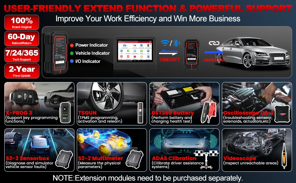 New LAUNCH X431 PRO V5.0 Car Diagnostic Tools Auto Full System ECU Coding Active Test OBD2 Scanner 37 Reset CAN FD DBScar VII