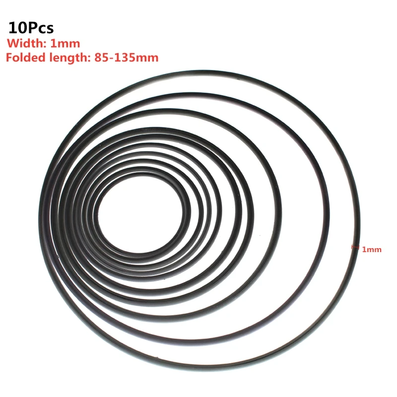 1/1.5mm Round Rubber Belt Replace Durable 10pcs/Pack Mix Size 80-130mm Repair Belt for Cassette Tape Recorder Machine
