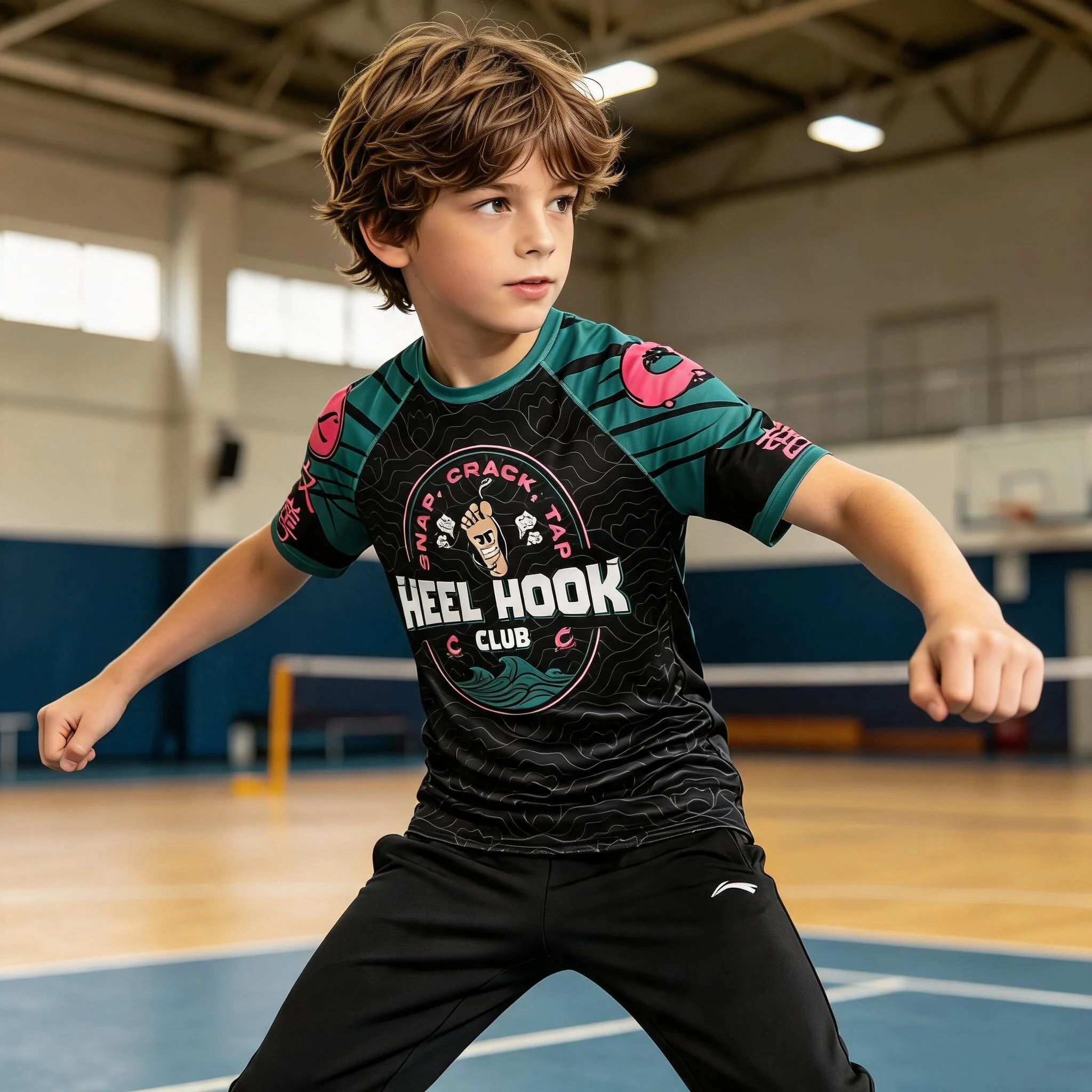 Cody Lundin Kids BJJ MMA 4PCS No-Gi Rash Guard Set Heel Hook Cartoon Print Grappling Training Quick Dry Compression Outfit