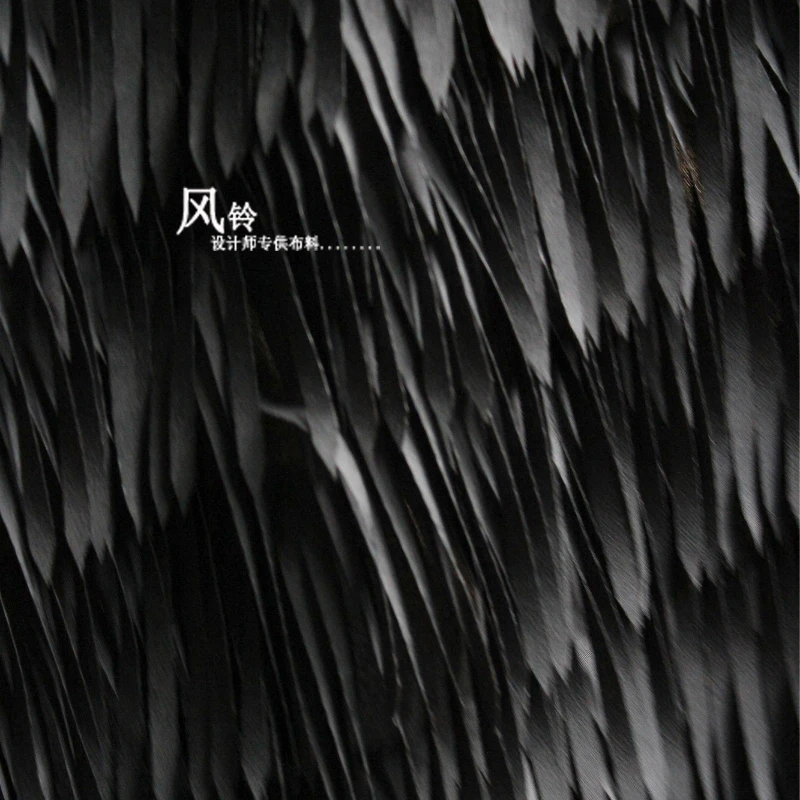 Black Striped Feather Fringe Fabric Creative for Dress Stage Clothing Designer Handmade Diy Sewing Material Cloth