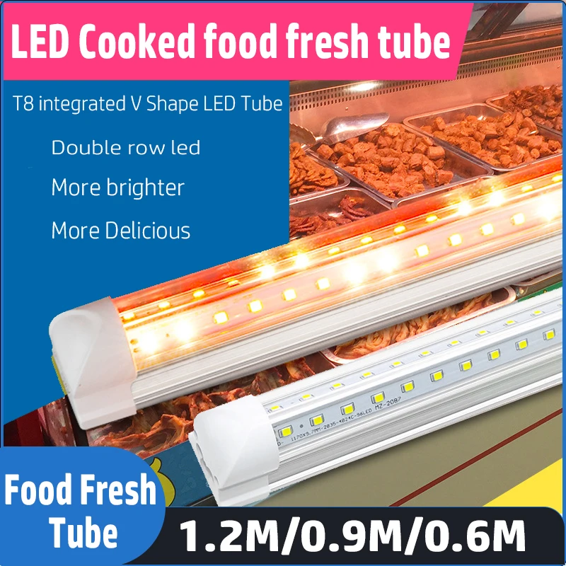 10pcs/lot 4ft 1200mm 3ft 900mm 2ft 600 AC85-265V input Led cooked food fresh tube for butcher Cake meat fruit market shop