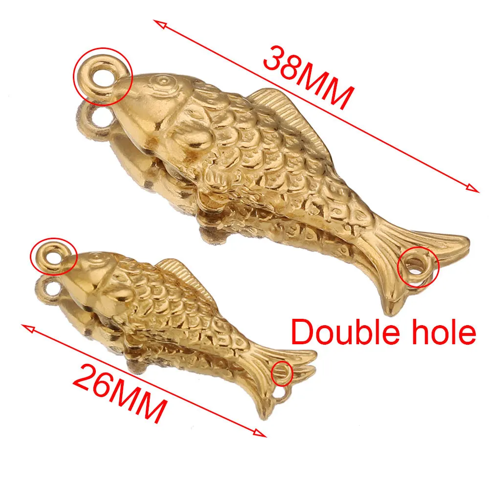

5pcs Stainless Steel Double Hole Gold Fish Charm Earrings Conectors for Jewelry Making Supplies Materials Crafts Wholesale