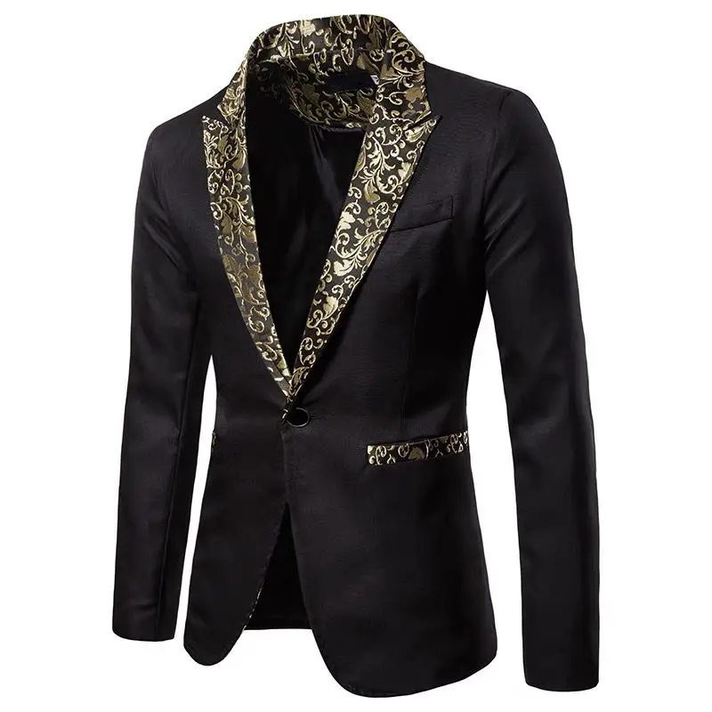 

Men's Clothing Spring and Autumn high quality Suit Jacket Placket Jacquard Solid Color Performance Costume Host MC Studio Suit