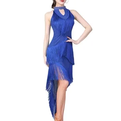 Women Salsa Latin Dance Dress Sequin Tassel Fringe Flapper Dress 1920s Gatsby Cocktail Dress Tango Ballroom Dancing Costume