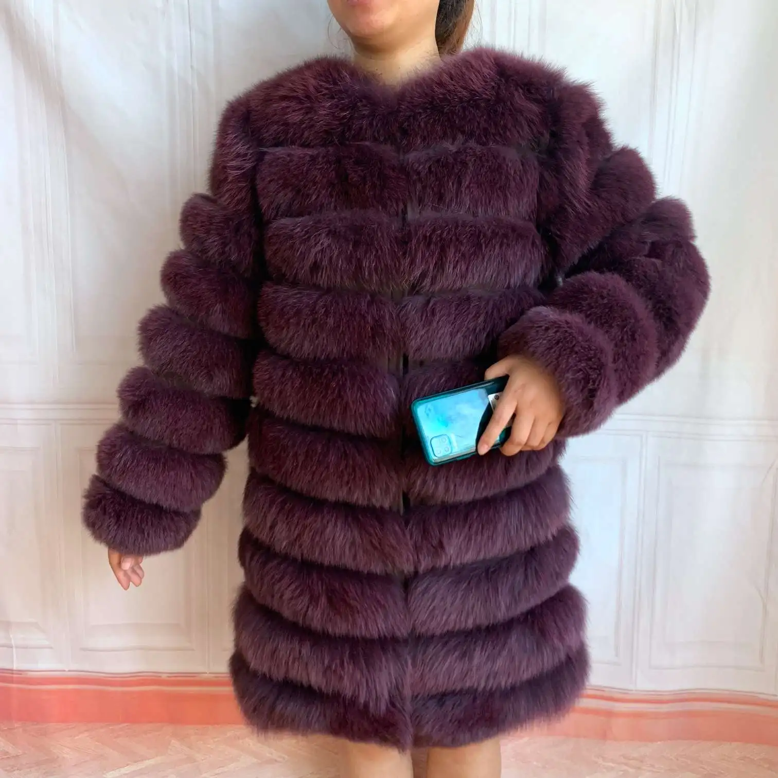 NEW 4in1 Real Fox Fur Long Coat Winter Coat for Women Jackets Vest Winter Outerwear Women Fox Fur Coat High Quality Fur Clothes