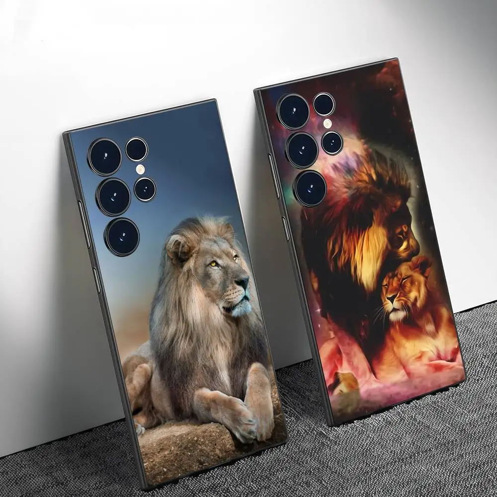 

Lion Alpha Male Cub Silicone Phone Case For Samsung Galaxy S25 S24 S22 S23 Ultra S21 S20 Plus Frosted Full Soft Case