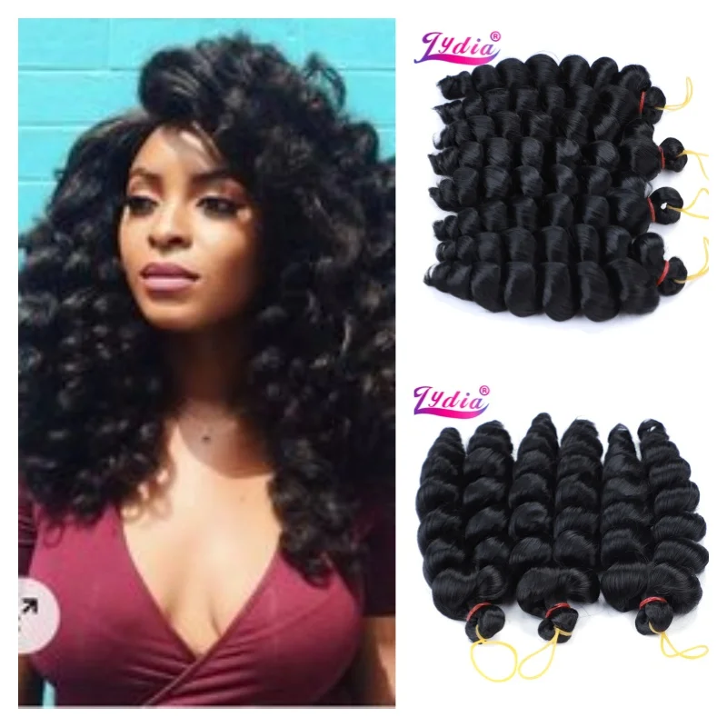 

Lydia 1PCS Loose Wave To Crotchet Braid Dancing Curly Heat Resistant Synthetic Hair Extensions Braiding Bundles Bohemian Black