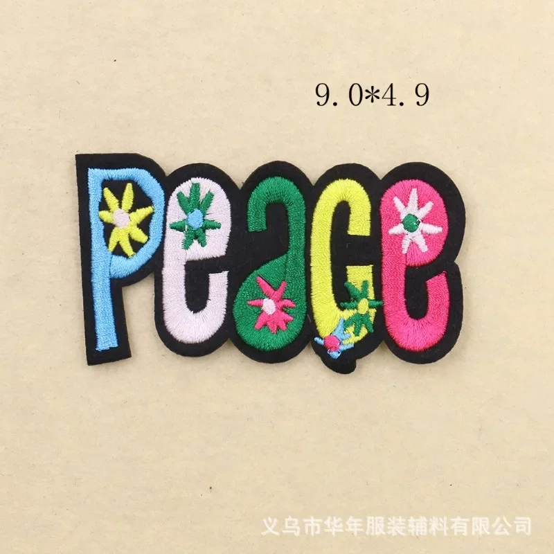 

Embroidery Cloth Sticker Peace Letters Bus Clothing Accessories Adhesive DIY Patch Wholesale Spot