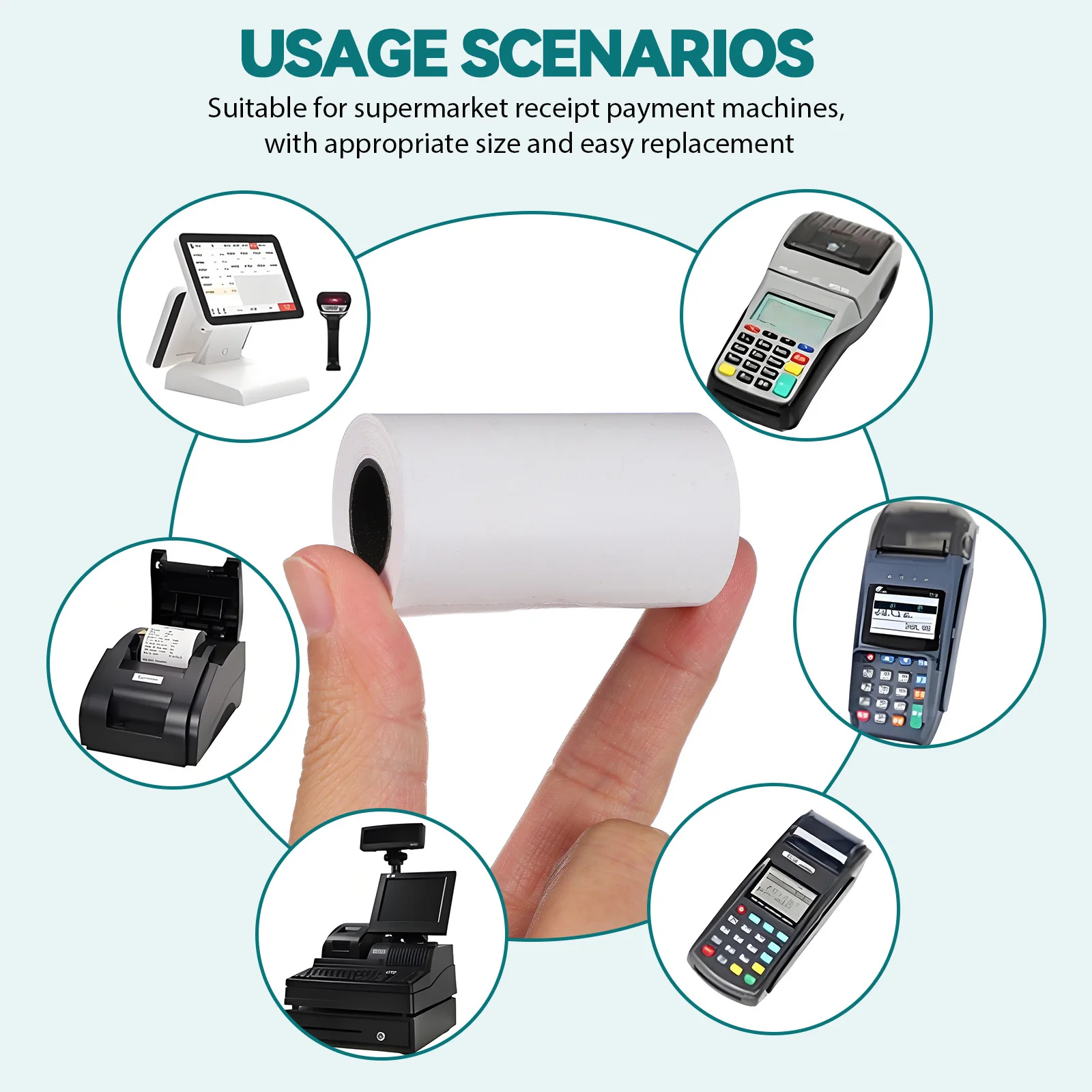 20 قطعة لفات الورق الحراري 80 مللي متر × 50 متر السلس لآلة تسجيل المدفوعات النقدية بطاقة الائتمان طابعة سوبر ماركت مطعم فندق استخدام حتى #5