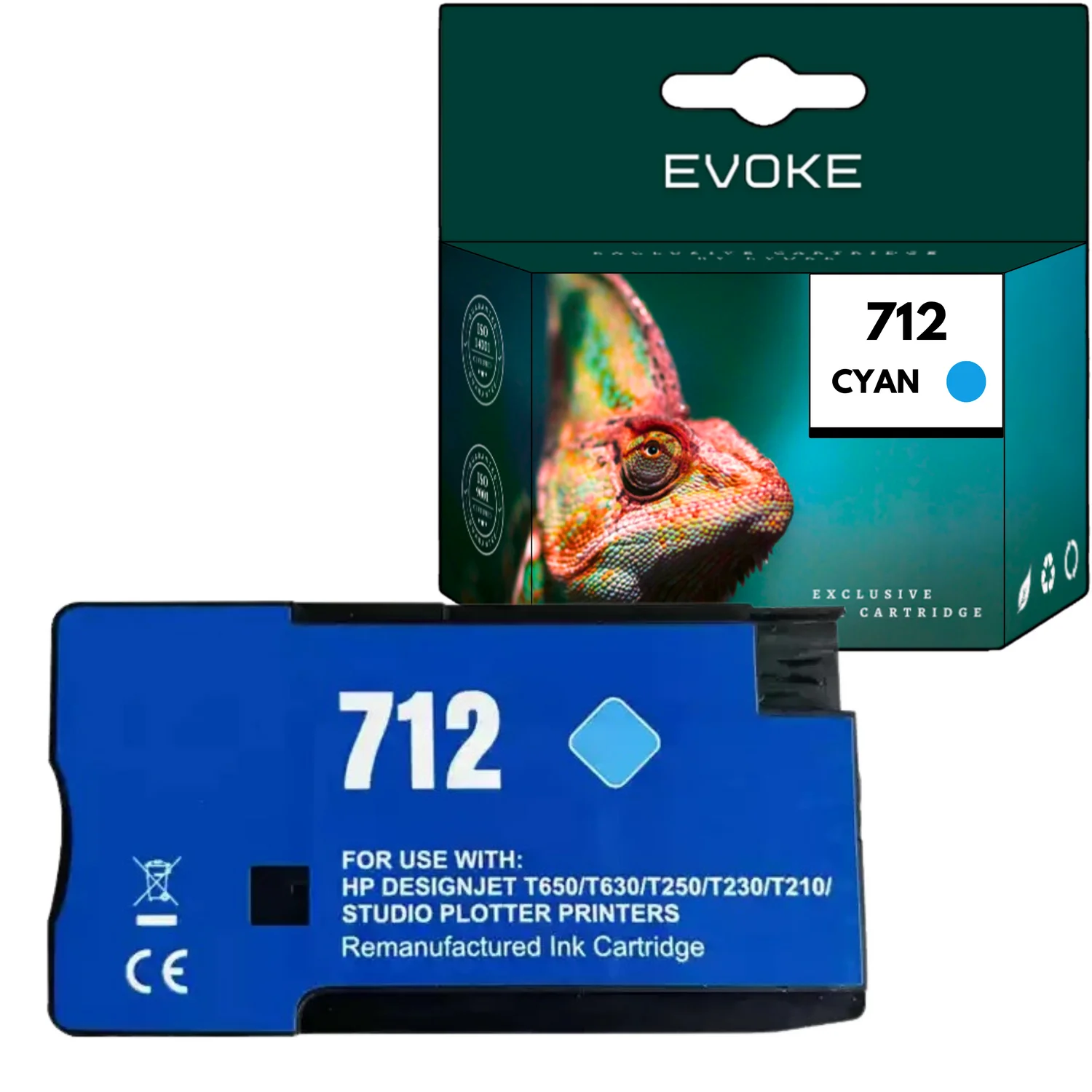 Evoke Compatibele Inkt voor Hp 712 3Ed67A Cyaan 29 ml Designjet T210 T230 T250 T630 T650