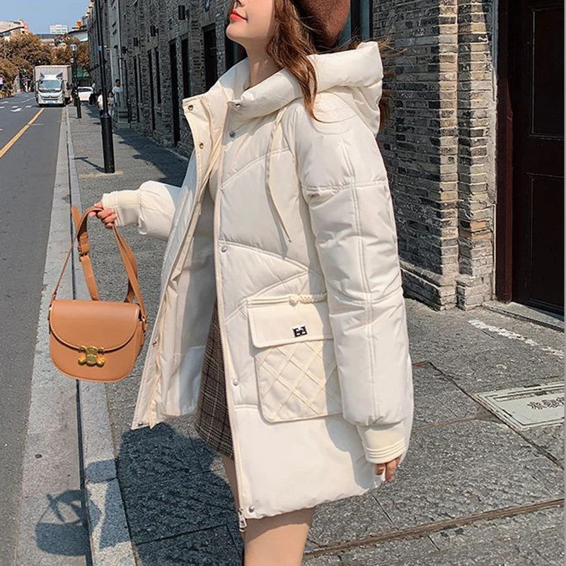 Imagem -02 - Cabolsa Feminino com Capuz à Prova de Vento Jaqueta Acolchoada de Algodão Jaqueta Puffer Quente Feminina Outwear Coreano Novo Inverno 2023