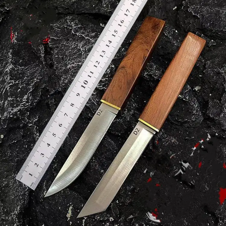 Sun Moon Double Blade House together D2 Wooden Handle small Straight knife Outdoor Knife Hunting knife emergency rescue fruit kn