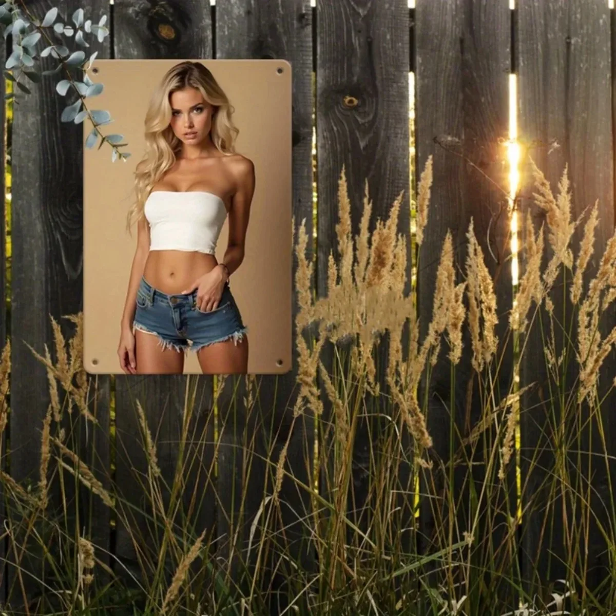 خمر جدار معدني الفن الرجعية شقراء سيدة تصميم الحديد ديكور المنزل مكتب