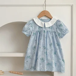 New Summer Baby Dress Little Girls Casual Princess Dress Girls Fashion Puffy Sleeve Cute Dress Kids Floral Toddler Dress Clothes