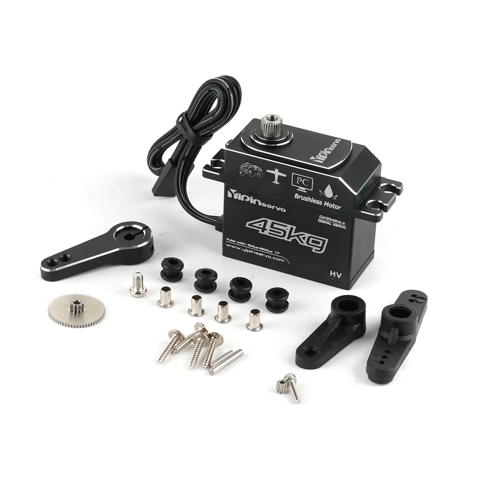 Servos digitais de alto torque, 45kg, gx3345bls, motor sem escova, ângulo de 180/270 graus, servos controláveis, peças de brinquedos para carro robô rc