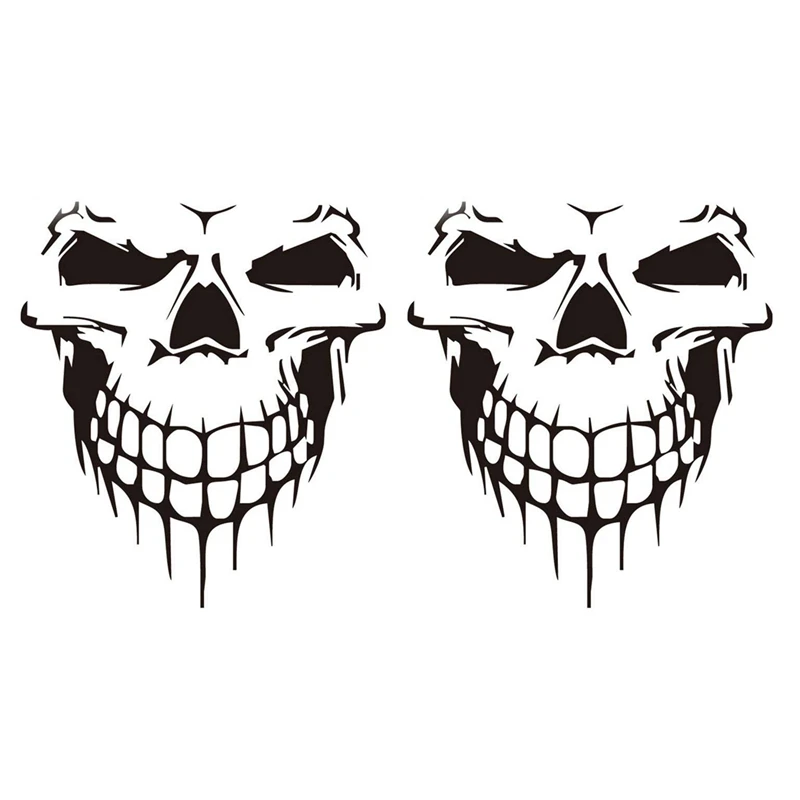 2X Car Sticker Car Tattoo Skull Skeleton Large Decorative Sticker (Black)