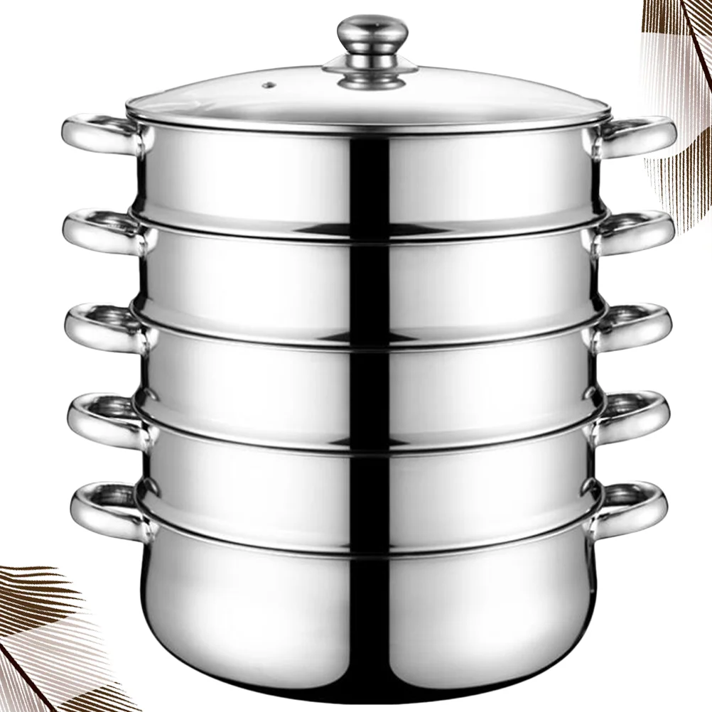 

Steamer Pot Cooking Steaming Stainless Steam Cookware Steel Vegetablesoup Basket Withpanlarge Kitchen Lid Stock Seafood Dim Pots