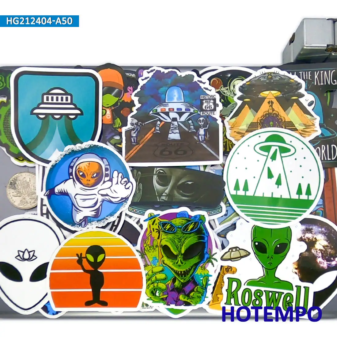 20/30/50PCS Retro Aliens Stickers Space Roswell ET UFO Funny Decals for Luggage Phone Laptop Helmet Bike Car Motorcycle Sticker