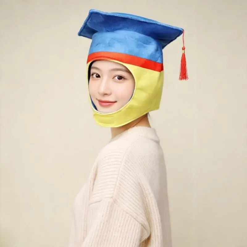 Adults Teenagers Soft Plush Graduation Cap Men Women Cosplay Hat for Fun Costume Parties Role Play Event Accessories Headgear