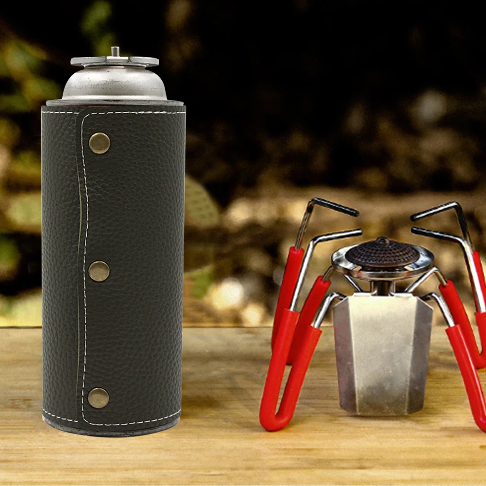 Leather Fuel Canister Sleeve Portable Gas Cylinder Bottle Cover Propane Tank Holder Bag Case Protector Camp Accessories