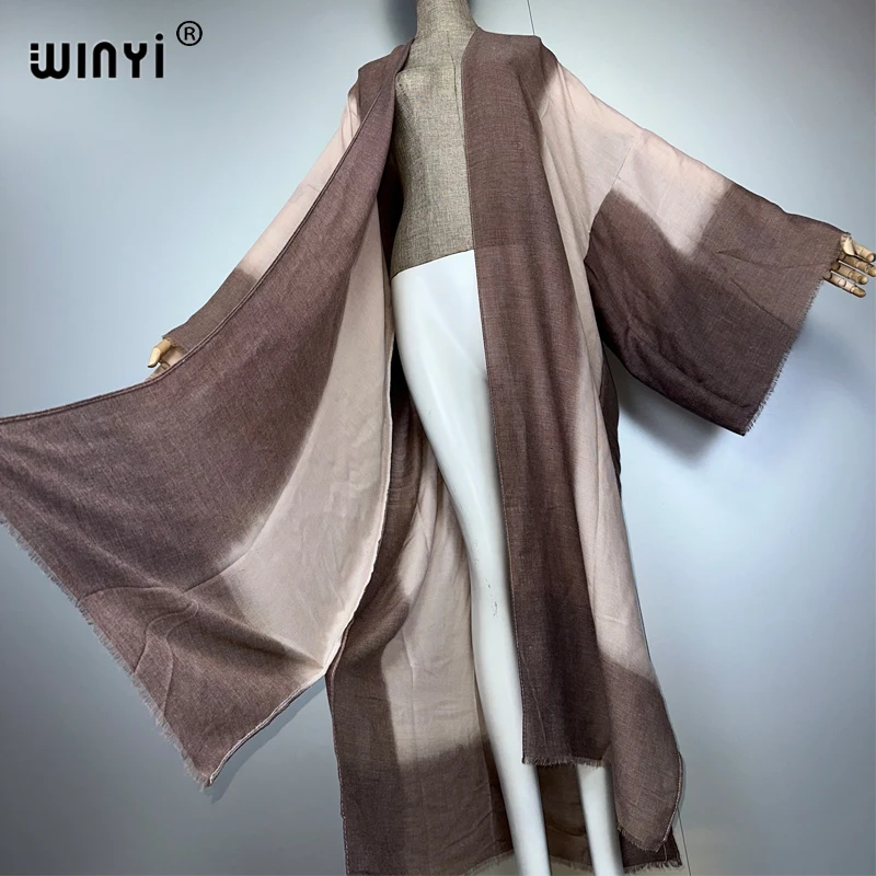 WINYI Boho-Kimono, Maxi-Strickjacke, Strandkleidung, Abdeckungen, elegantes Partykleid, Abaya, Dubai, luxuriöse muslimische Frau, modischer Kaftan mit offener Vorderseite