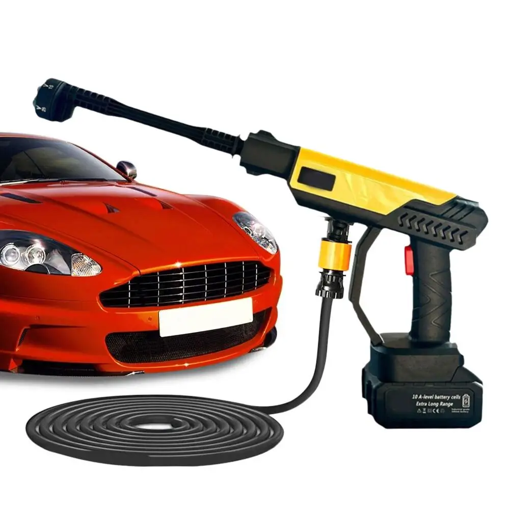 Elektrische Auto Hochdruckreiniger Handheld, tragbare Batterie Power Washer mit 6-in-1 Düse, für Auto Boden Zaun Wand Reinigung A3G0