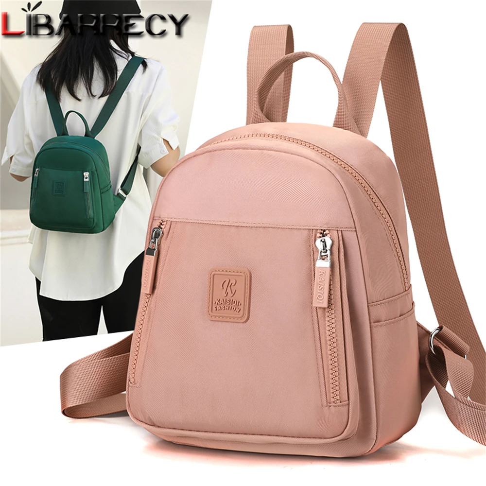 New Small Ladies Backpack Solid Color High Quality Nylon Women's Travel Backpack Fashion New Ladies Shoulder Bag Bolsos De Mujer