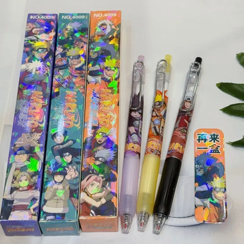 Naruto New Press Pen for School Students, Quick Drying Neutral Pen 0.5mm Anime Vortex Naruto Sasuke Kakashi Sakura Surprise Gift