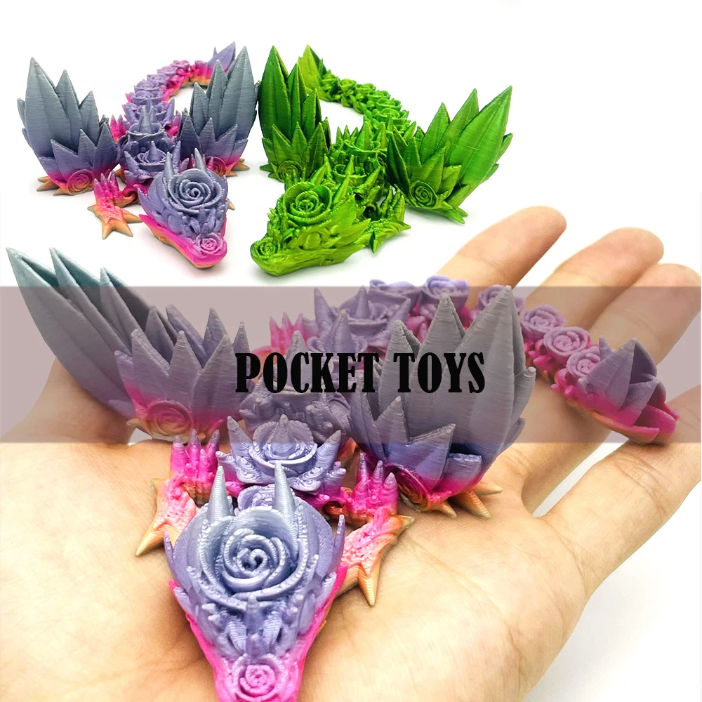 3D Printed Small Wing Dragon Multi-joint Model Toys Ornament Realistic Animal Figures Decorations Relieving Desktop Novelty Toy