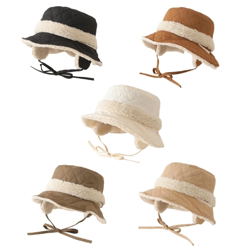 

Cotton Padded Fisherman Hat for Cold Weather Ear Protections Bucket Hat Big Brim Drop shipping