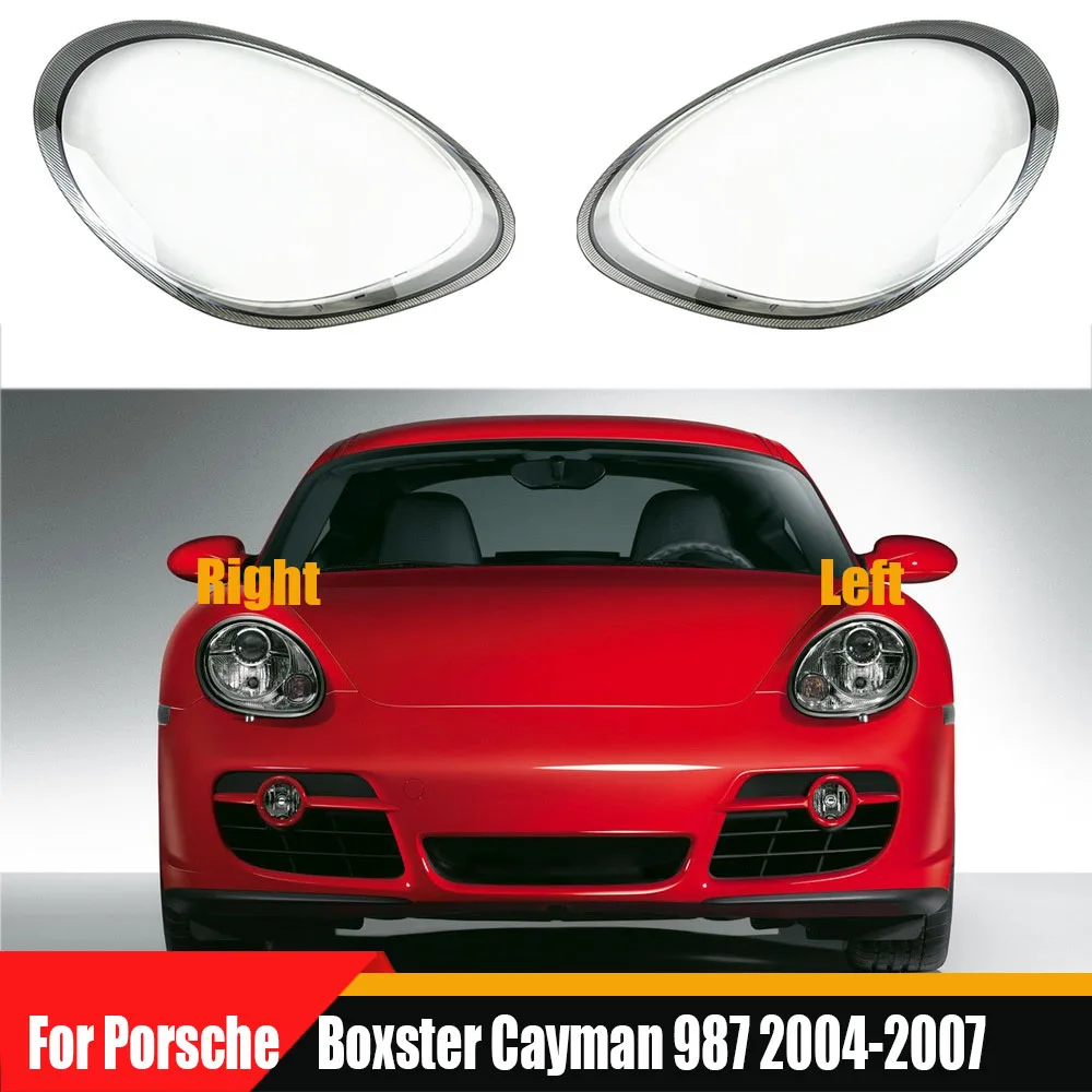 

For Porsche Boxster Cayman 987 2004 2005 2006 2007 Front Headlamp Cover Transparent Lampshade Plexiglass Replace Original Lens