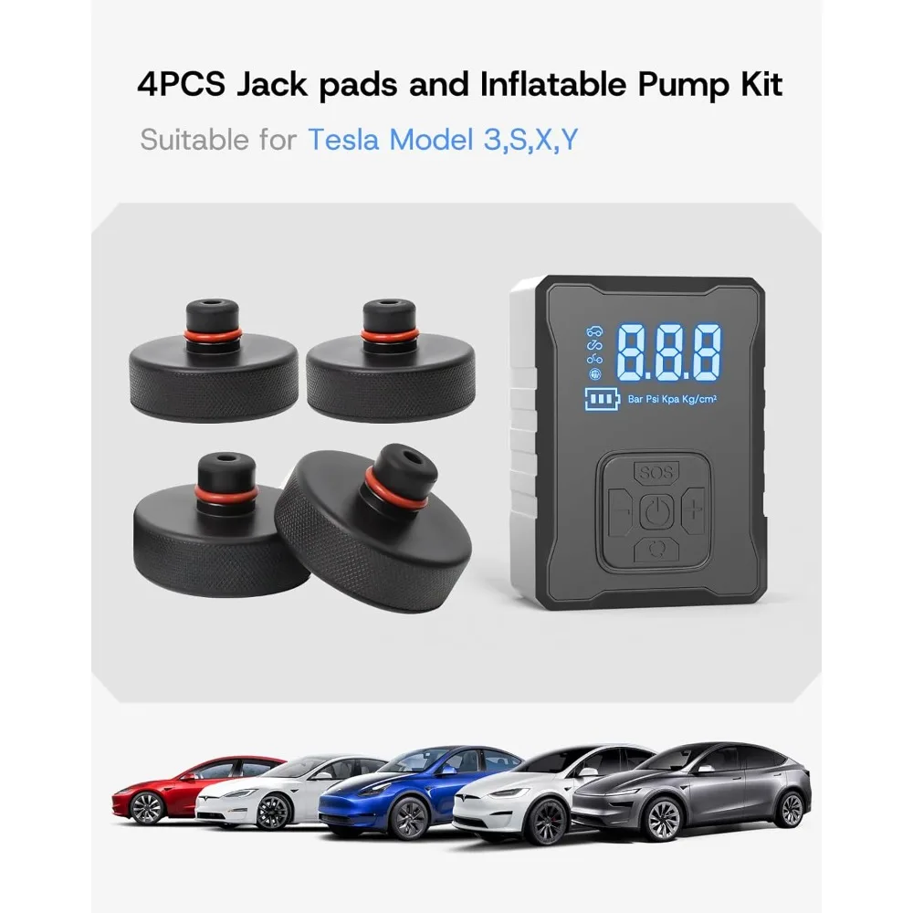 

2025 Upgrade Jack Pads for Model 3/Y Accessories 2025, Wireless Universal Tire Inflator Pump Set