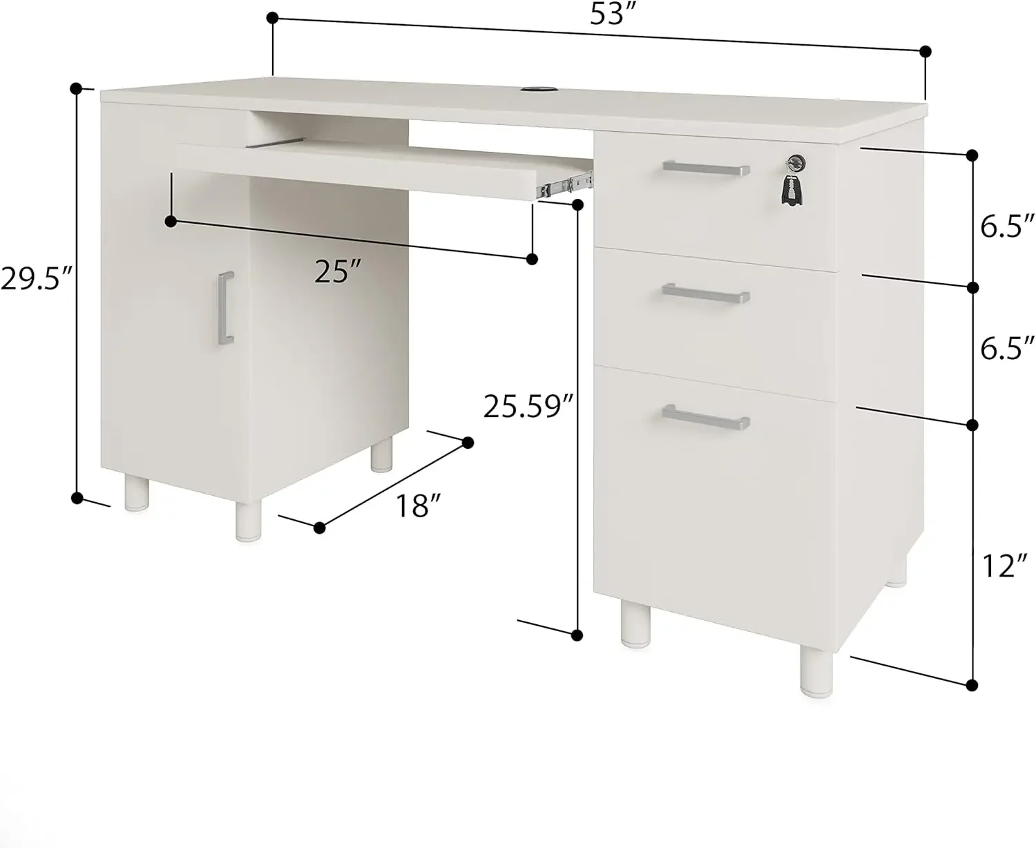 Venice Computer Desk|Office Desk with 3 Drawers & CPU Storage Cabinet|Laptop Workstation w