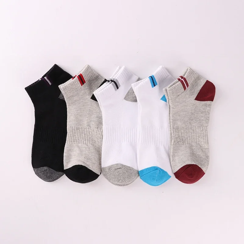 5 Pairs Mens Ankle Sports Socks Classic Patchwork Mesh Breathable Cotton Men Short Sock High Quality Deodorant Male Sock Meias