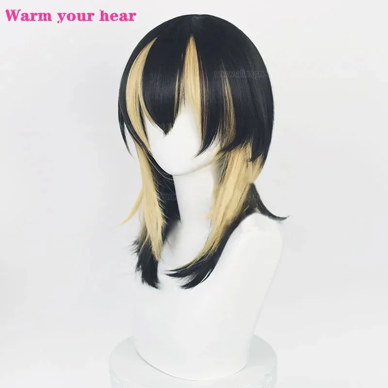 High Quality Synthetic 50cm Long Rindou Ran Haitani Cosplay Anime Black Golden Heat Resistant Party Wigs + A Wig Capv;2,r'6;t.