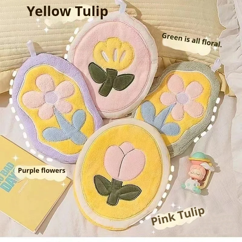 2/1 Piece Random Style Flower-Shaped Hand Towel, Hanging Type for Bathroom and Kitchen, Cute Handkerchief, Small Square Towel, Suitable for Various Occasions