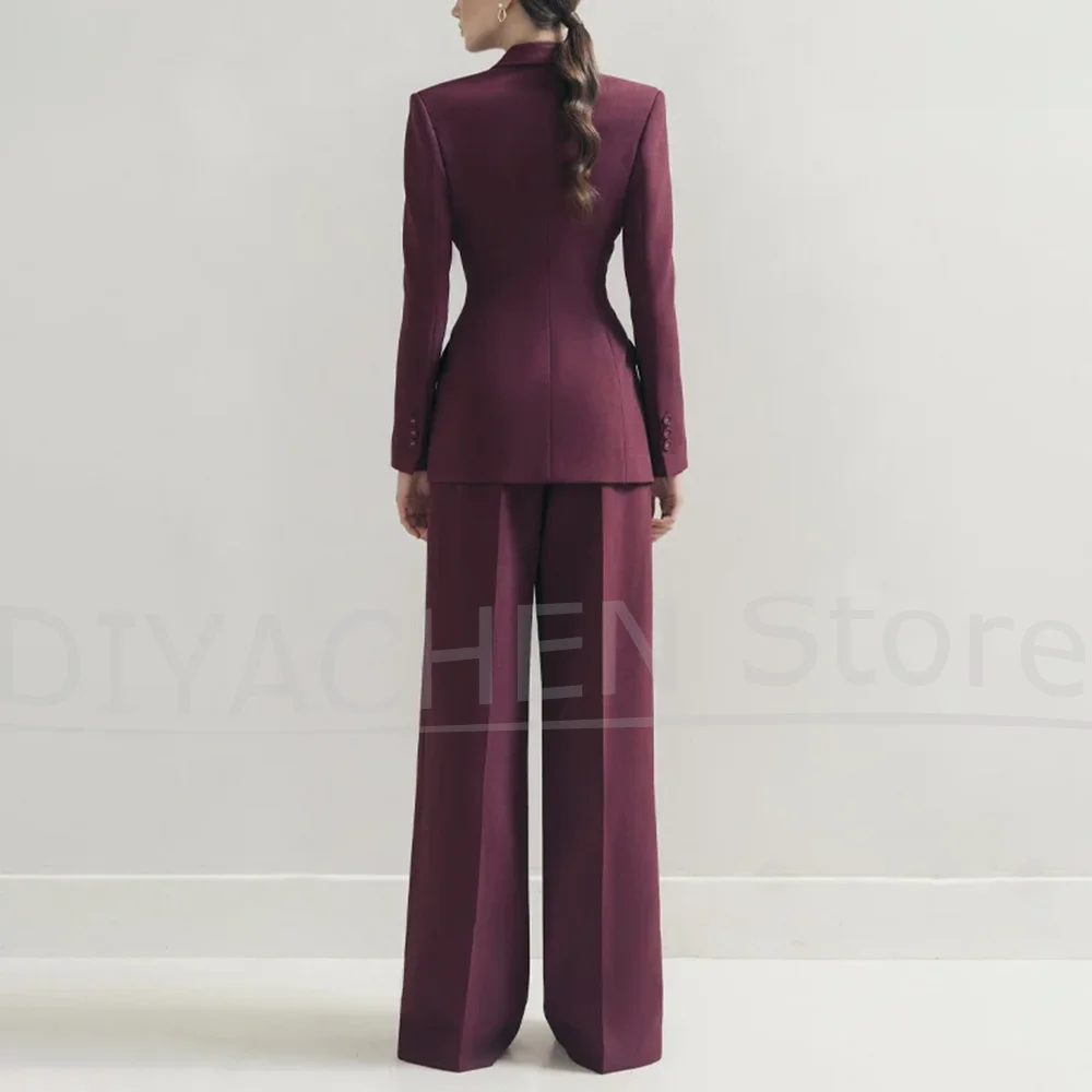 여성용 피크 라펠 수트 세트 슬림핏 패션 싱글 브레스티드 오피스 캐주얼 의상 여성용 우아한 솔리드 컬러 팬츠 세트