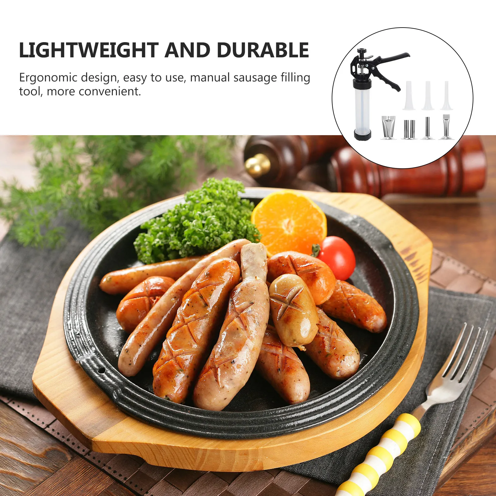 

1Set Sausage Filling Tube Manual Stuffer for Kitchen Gadget Sausage Production Supply Safe Easy to Use Non Rust Material