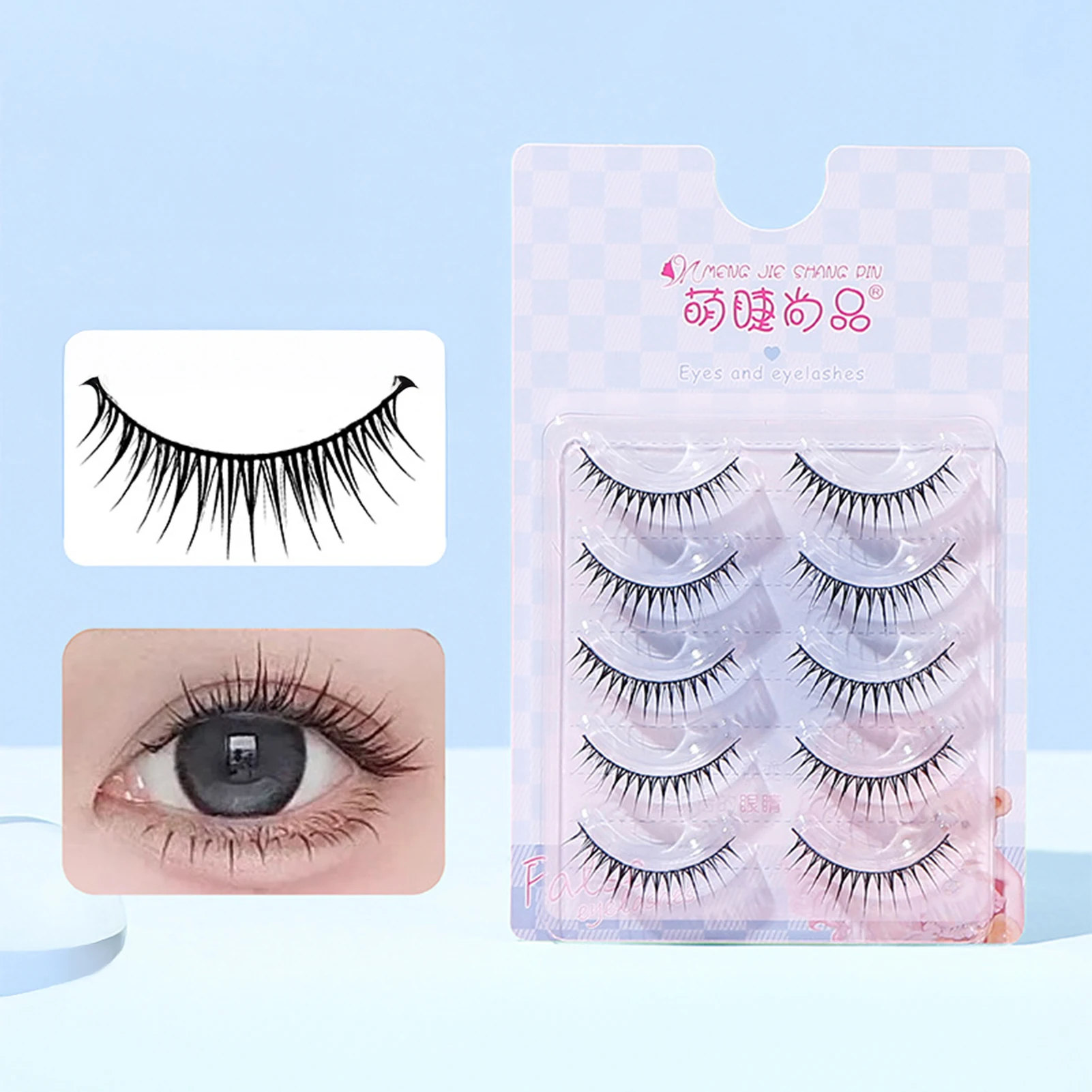 5 Par Koreańskich Sztucznych Rzęs w Stylu Anime Manga, Naturalne, Delikatne, Pełne Rzęsy na Pasku do Przedłużania dla Początkujących, do Codziennego Makijażu i Cosplayu